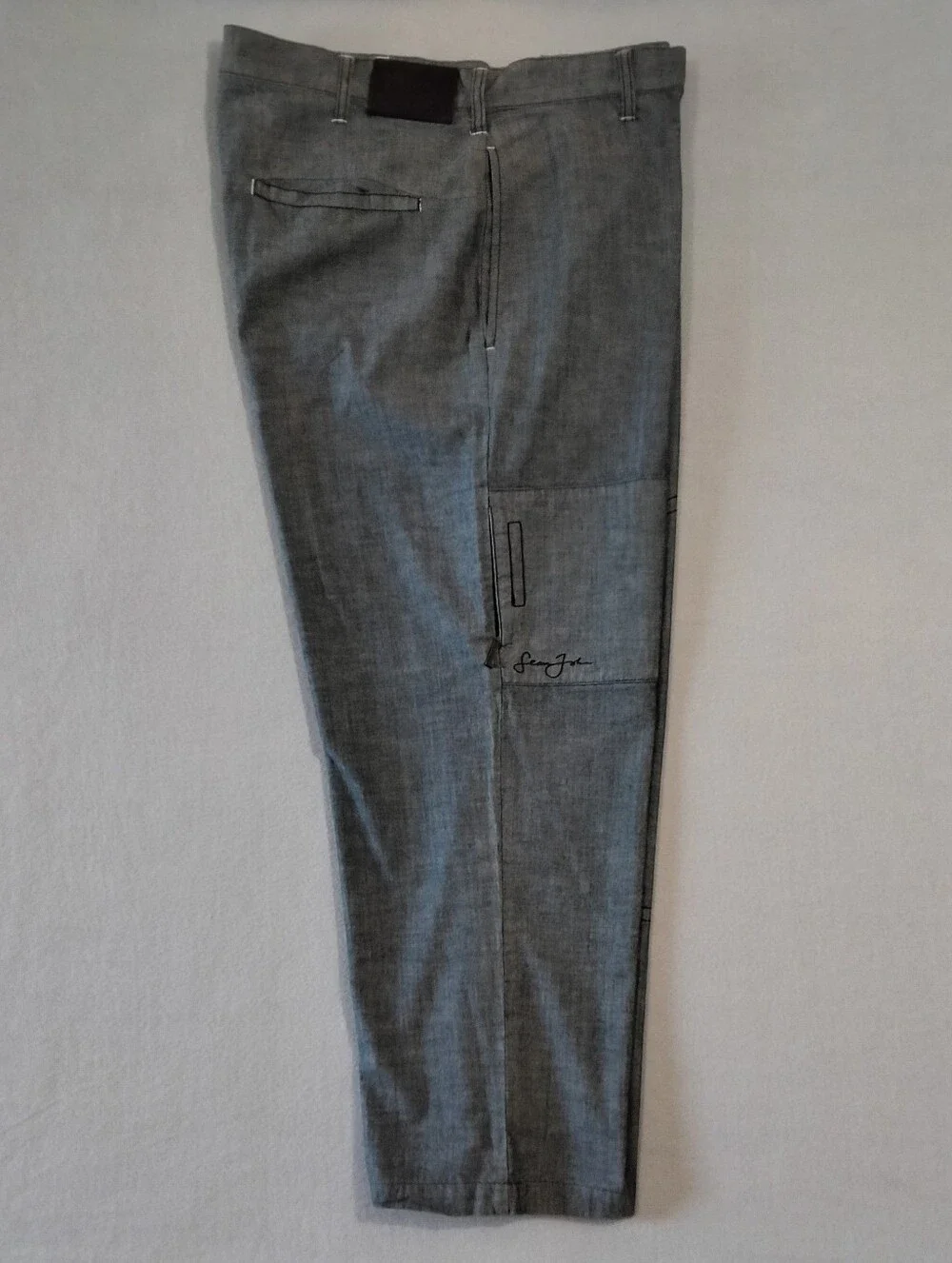 Sean John Y2K Baggy Fit Casual Chino Pants Lightweight Cotton Silver Black 38x30
